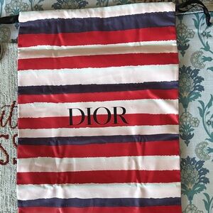 Dior Red and White Striped Pouch